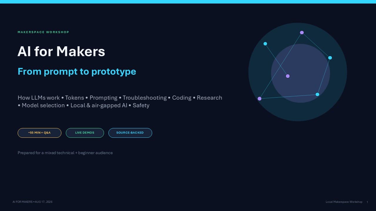 AI for Makers: From Prompt to Prototype, slide 1 of 27